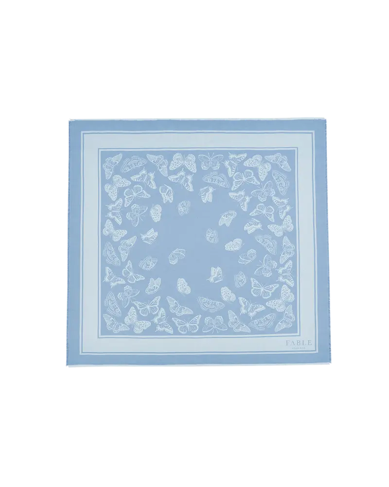 Blue Butterfly Jacquard Square Scarf 1