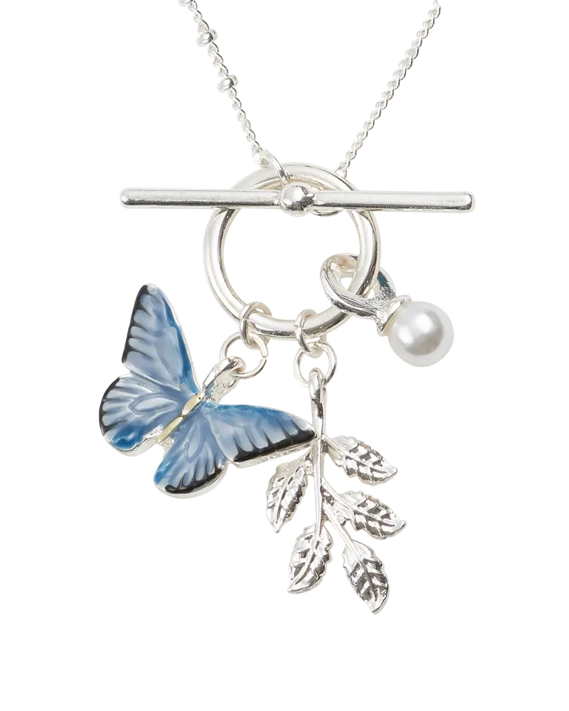Blue Butterfly Silver Necklace 1