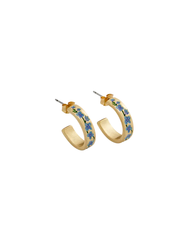 Blue Forget-Me-Not Hoop Earings 1