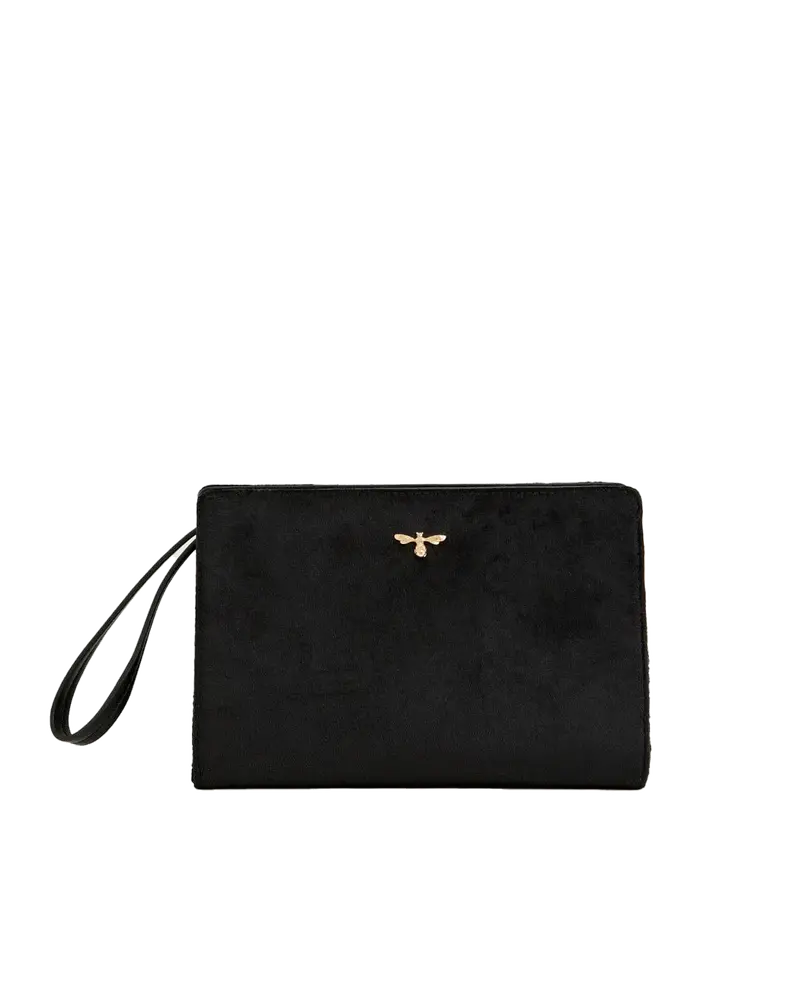 Bonnie Velvet Wristlet Pouch - Black 1