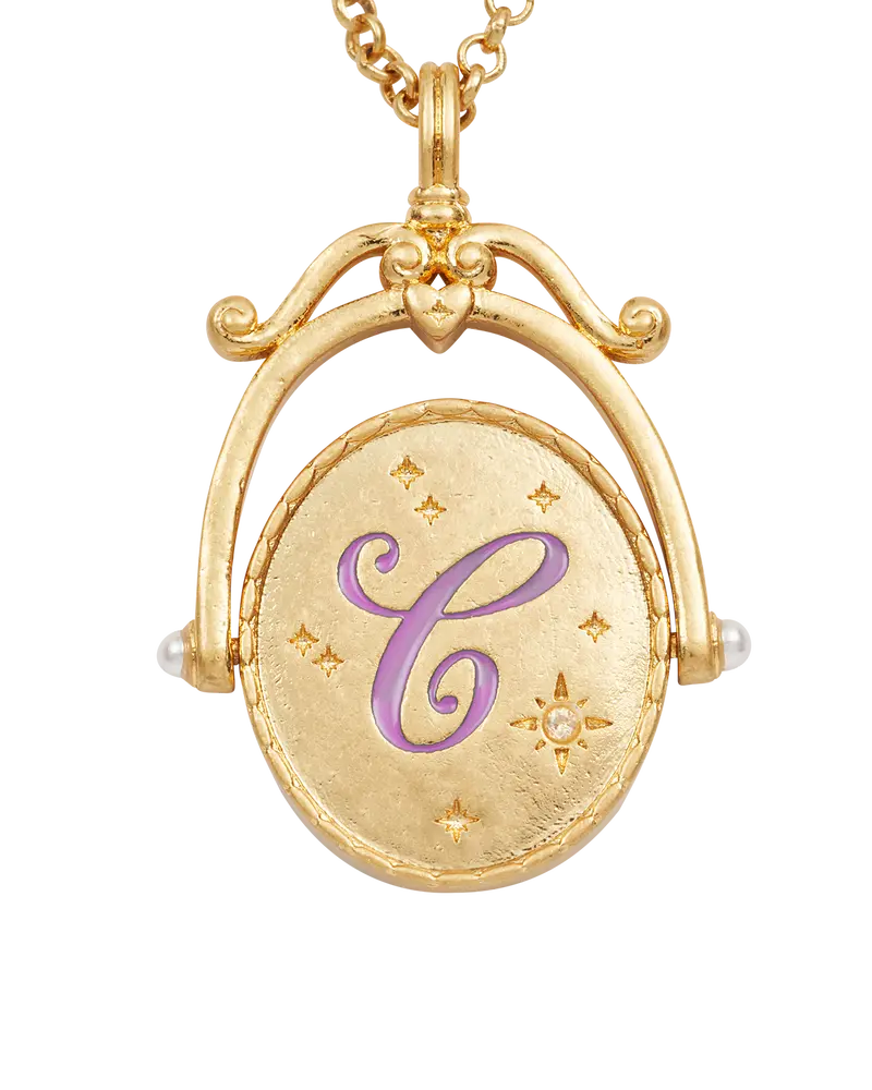 C Initial Cornflower Gold Spinner Necklace 1