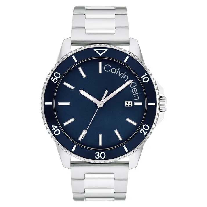Calvin Klein Aqueous Blue Stainless Steel Watch 25200385 1