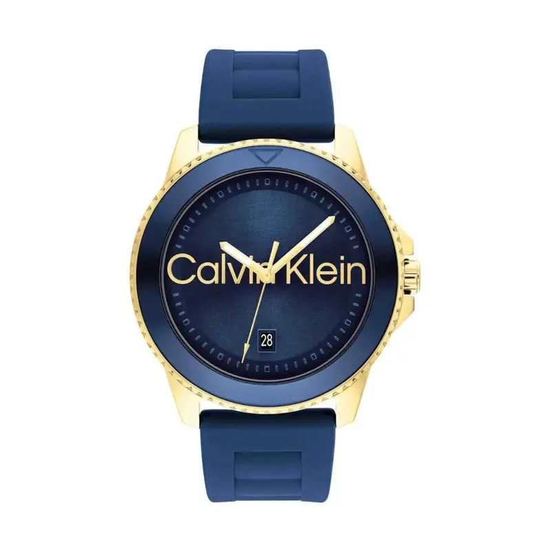 Calvin Klein Aqueous Gold Dial Blue Silicone Watch 25200425 1