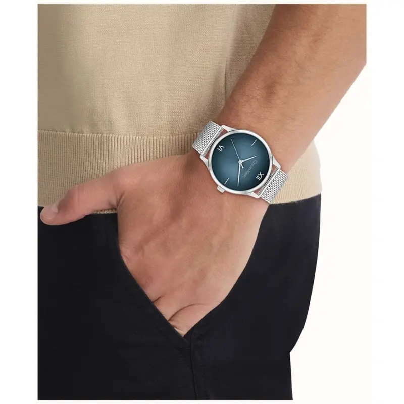 Calvin Klein Ascend Blue Dial Steel Mesh Bracelet Watch 25200450 2