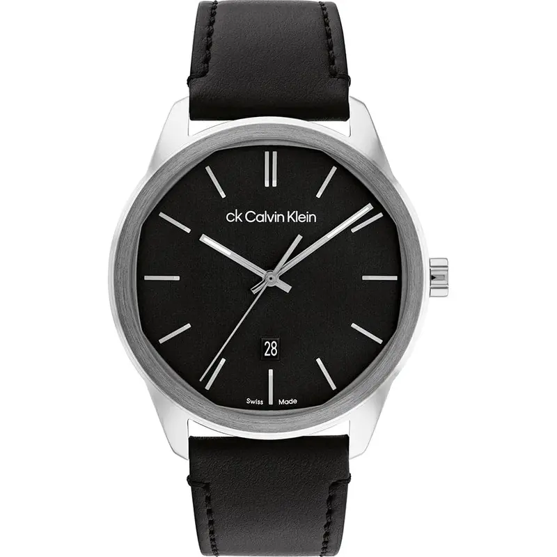 Calvin Klein Black Dial & Leather Strap Men Watch 25000062 1