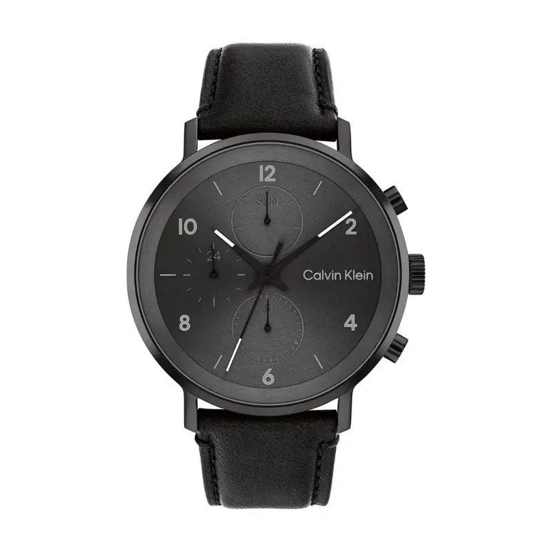 Calvin Klein Black Dial Leather Strap Men Watch 25200111 1