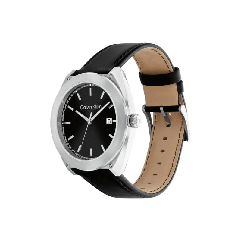 Calvin Klein Black Dial & Leather Strap Men Watch 25200201 2