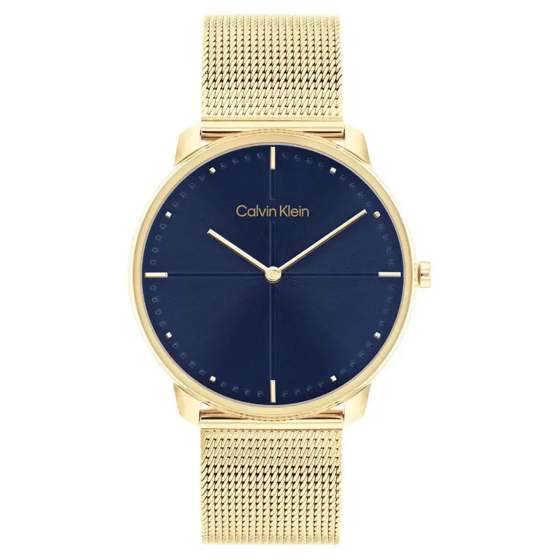 Calvin Klein Blue Dial Gold Milanese Strap Unisex Watch 25200153 1