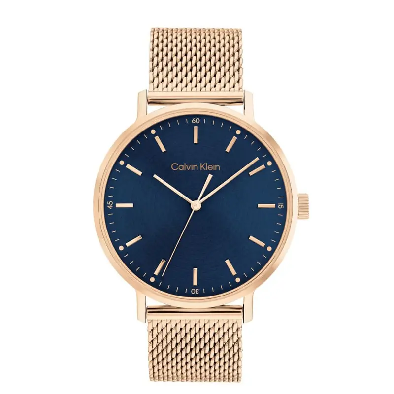 Calvin Klein Blue Dial Rose Gold Milanese Strap Men Watch 25200314 1