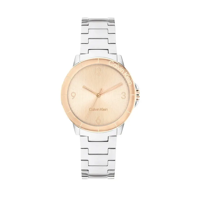 Calvin Klein Carnation Gold Dial Steel Watch 25100025 1