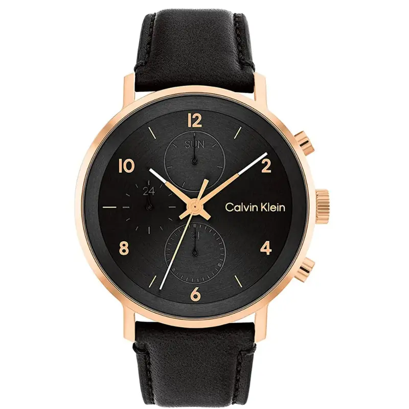 Calvin Klein Chronograph Black Dial Leather Strap Men Watch 25200114 1