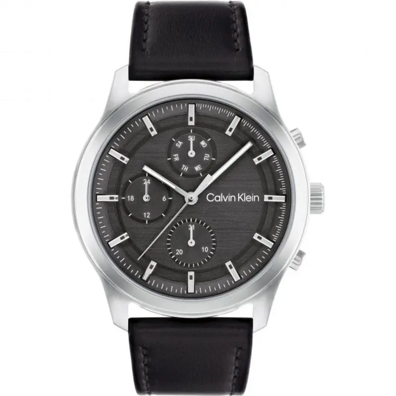 Calvin Klein Chronograph Black Dial Leather Strap Men Watch 25200211 1
