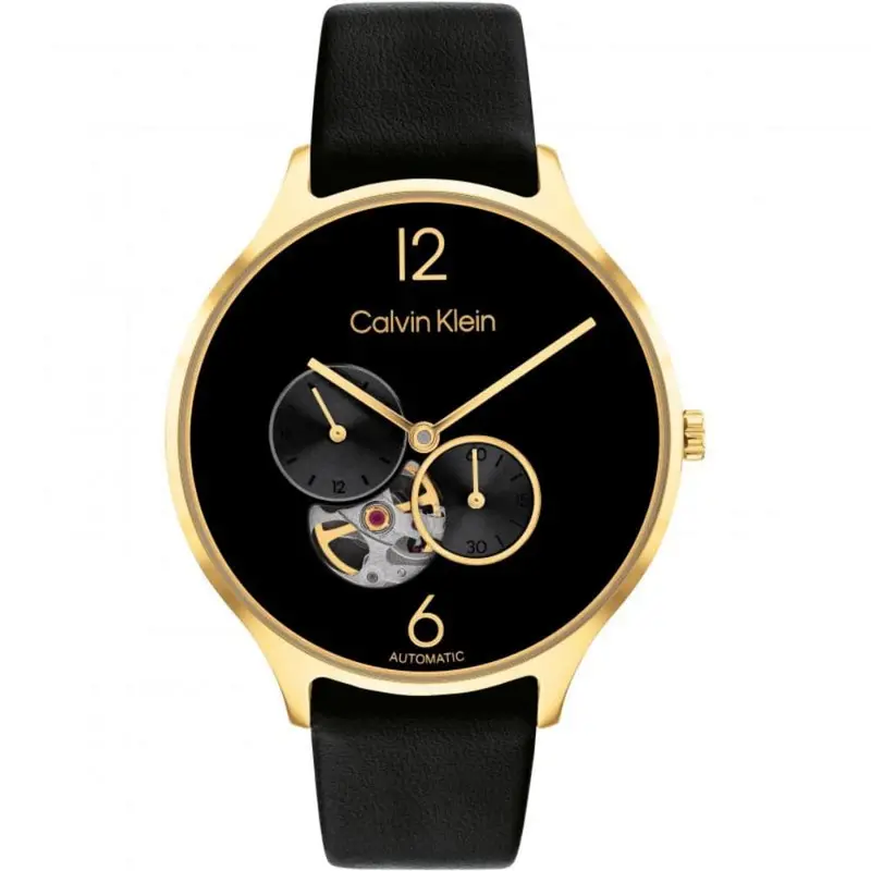 Calvin Klein Chronograph Black Dial & Leather Strap Women Watch 25200123 1