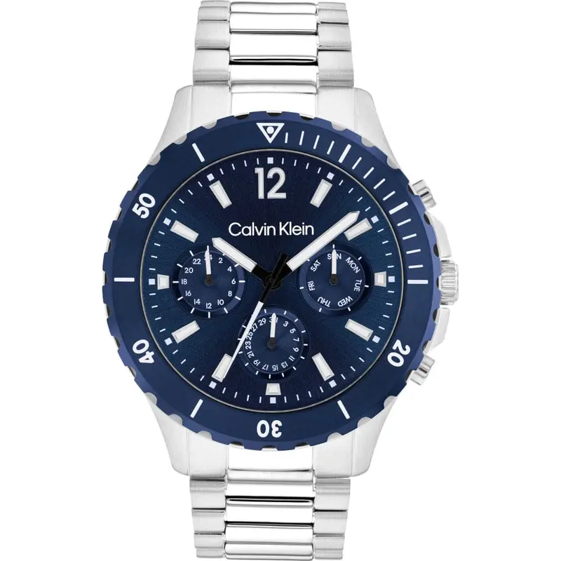 Calvin Klein Chronograph Blue Dial Silver Stainless Steel Strap Men Watch 25200115 1