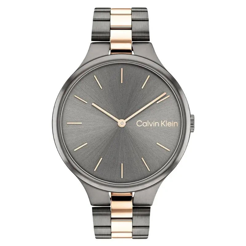 Calvin Klein Gray Dial Two-Tone Stainless Steel Strap Unisex Watch 25200127 1