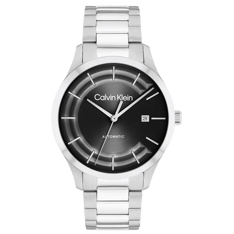 Calvin Klein Iconic Auto Black Dial Steel Watch 25300021 1
