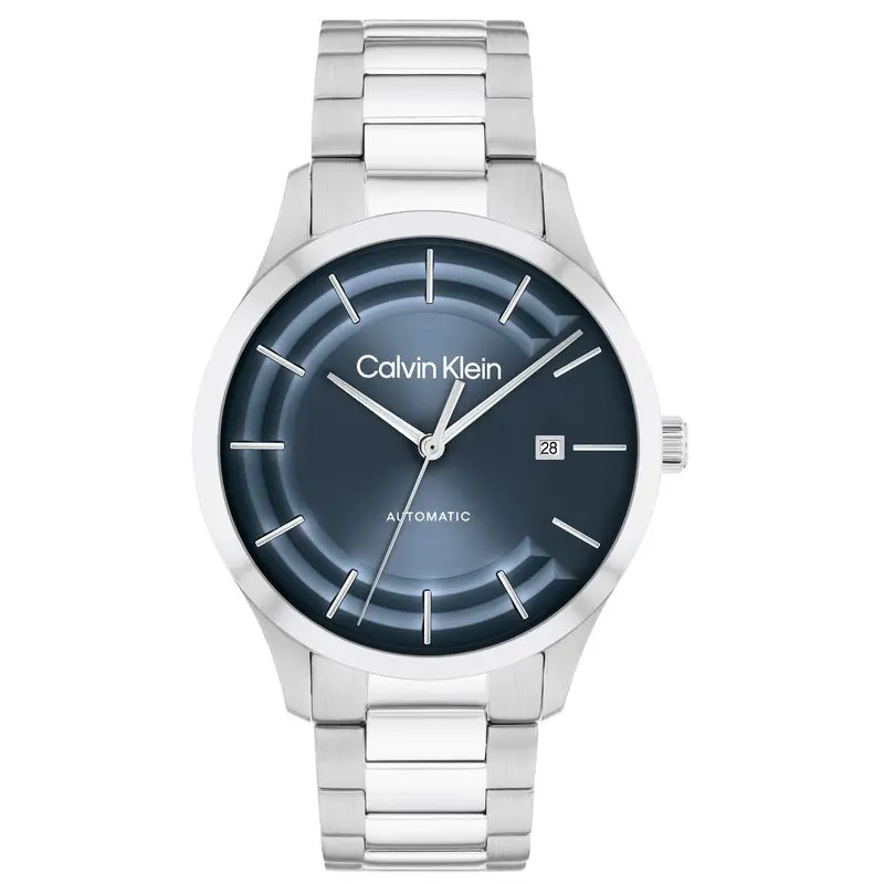 Calvin Klein Iconic Auto Blue Dial Steel Watch 25300020 1