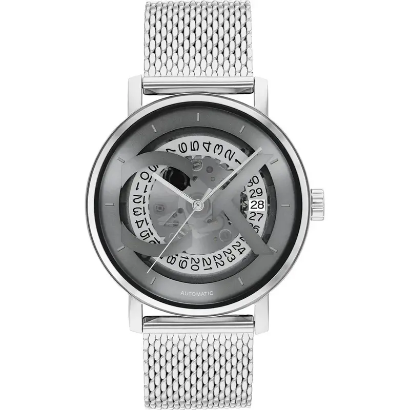 Calvin Klein Iconic Auto Silver Dial Mesh Steel Watch 25300004 1