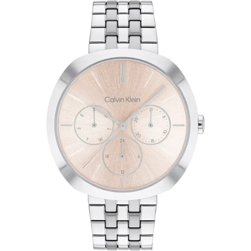 Calvin Klein Pink Dial Silver Stainless Steel Strap Unisex Watch 25200335 1