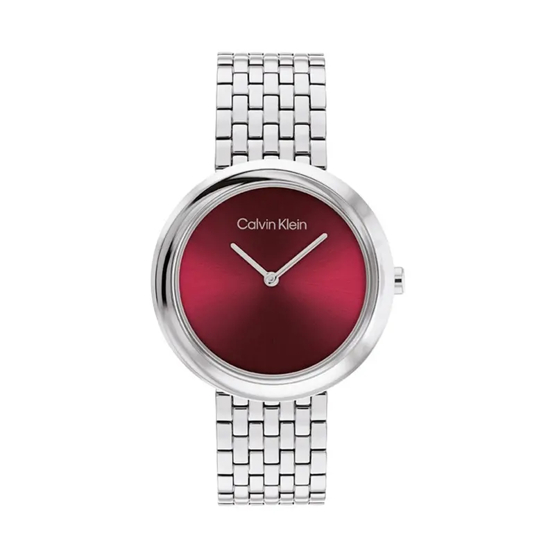 Calvin Klein Twisted Bezel Red Dial Watch 25100064 1