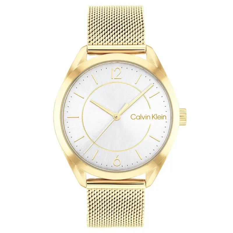 Calvin Klein White Dial Gold Milanese Strap Women Watch 25200195 1