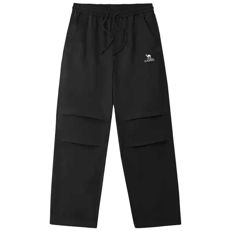 Camel Men's Straight Leg Cargo Pants, Spring/Summer 2026, Loose Fit, Outdoor Hiking, Breathable, Casual Black Long Pants 1
