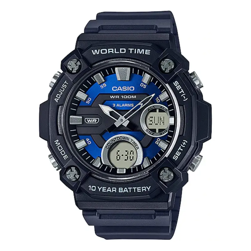 Casio Aeq-120W-2Avdf Blue  Analog Digital Resin Strap Men's Watch 1