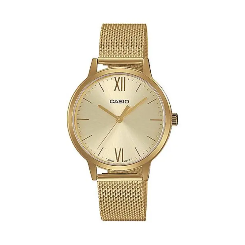 Casio Analog Gold Stainless Steel Mesh Strap Women's Watch Ltp-E157mg-9Avdf-P 1