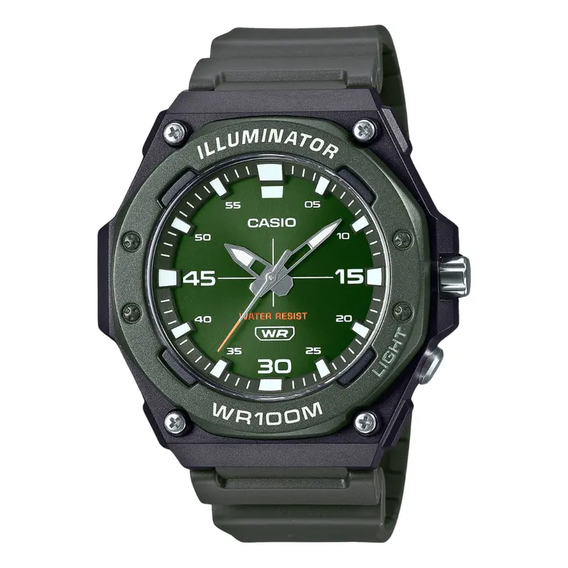 Casio Analog Green Dial Black Resin Strap Men's Watch Mw-620H-3Avdf-P 1