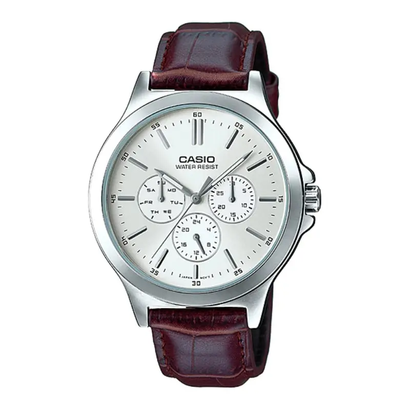 Casio Analog Mtp-V300l-7Audf-P Brown Leather Men Watch 1