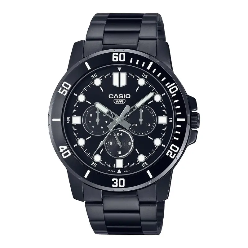 Casio Analog Mtp-Vd300b-1Eudf-P Black Stainless Steel Men Watch 1