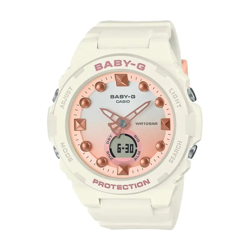 Casio Baby-G Bga-320 Series White Resin Strap Women Watch Bga-320-7A1dr 1