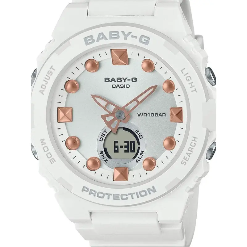 Casio Baby-G Bga-320 Series White Resin Strap Women Watch Bga-320-7A2dr-P 1
