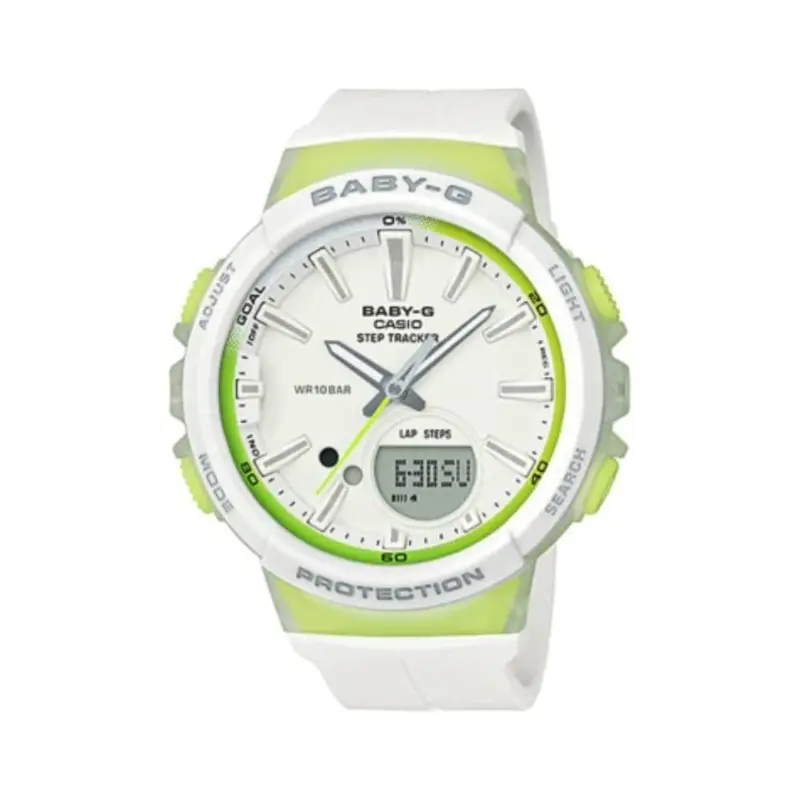 Casio Baby-G Bgs-100-7A2dr Digital Quartz White Green Resin Women's Watch 1