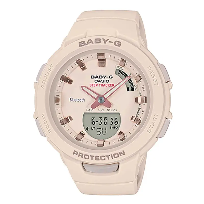 Casio Baby-G Bsa-B100-4A1dr Digital Quartz Beige Resin G-Squad Women's Watch 1