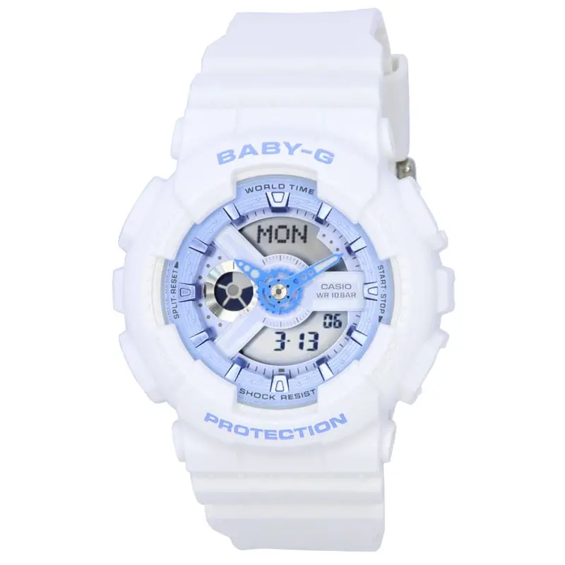 Casio Baby-G Casual Blue Dial White Resin Strap Women Watch Ba-110Xbe-7Adr-P 1