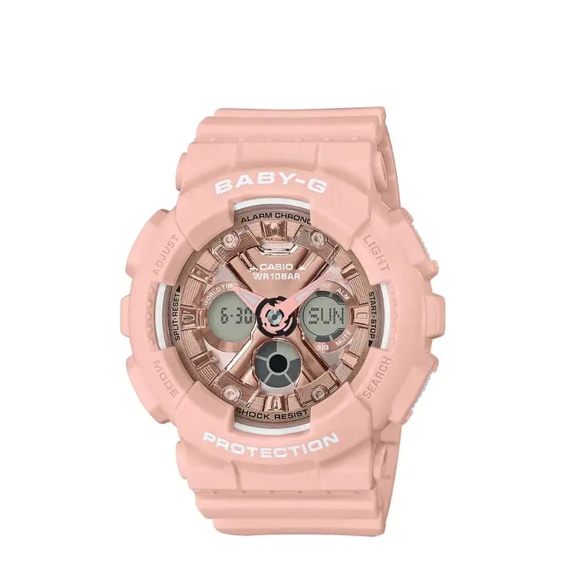 Casio Baby-G Digital-Analogue Pink Resin Strap Women Watch Ba-130-4Adr-P 1