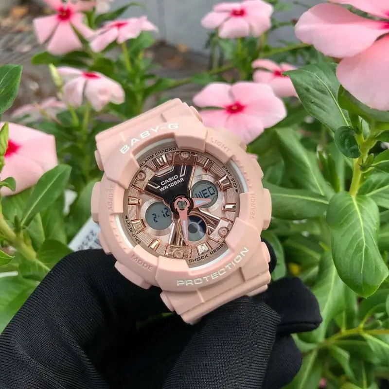 Casio Baby-G Digital-Analogue Pink Resin Strap Women Watch Ba-130-4Adr-P 2