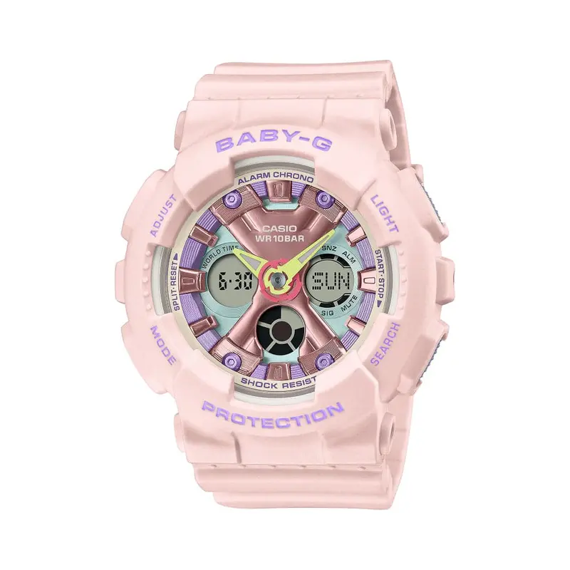 Casio Baby-G Digital-Analogue Pink Resin Strap Women Watch Ba-130Pm-4Adr-P 1