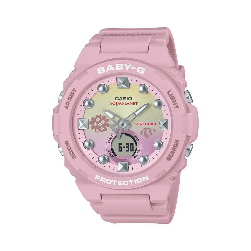 Casio Baby-G Digital-Analogue Pink Resin Strap Women Watch Bga-320Aq-4Adr 1