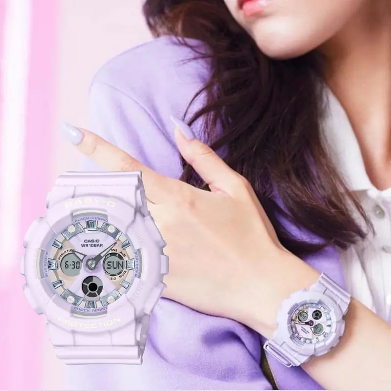 Casio Baby-G Digital-Analogue Purple Resin Strap Women Watch Ba-130Wp-6Adr-P 2