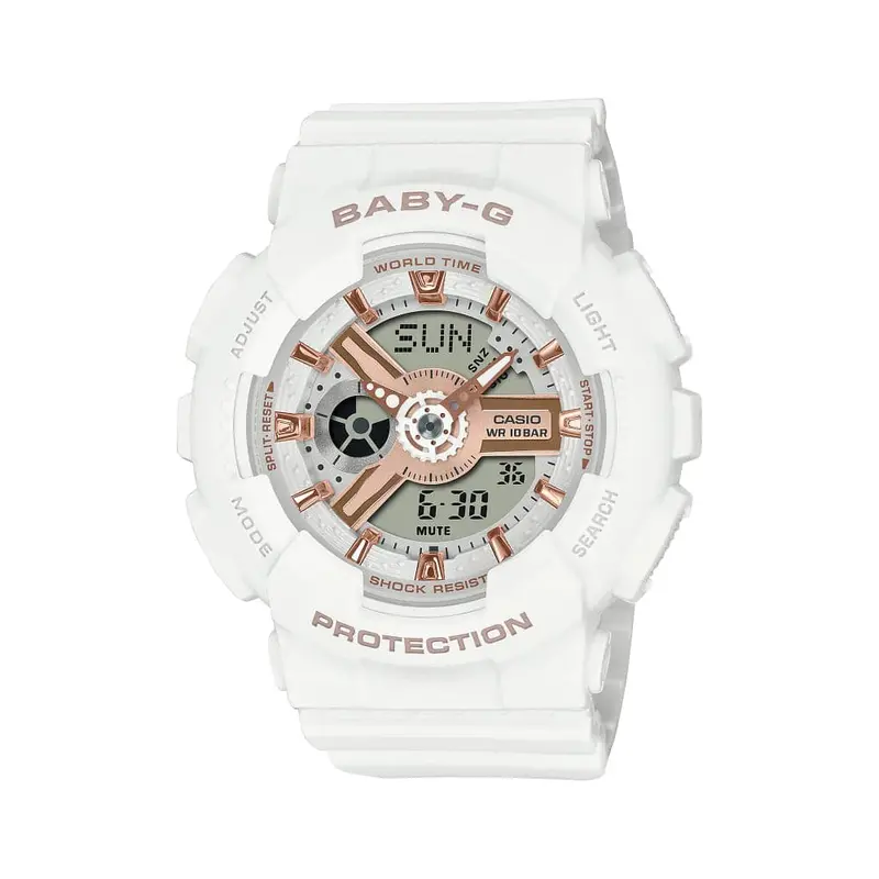 Casio Baby-G Digital-Analogue White Resin Strap Women Watch Ba-110Xrg-7Adr 1