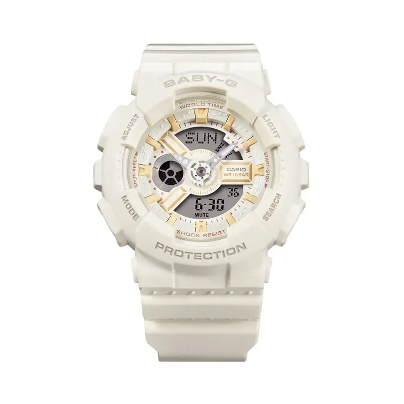 Casio Baby-G Digital-Analogue White Resin Strap Women Watch Ba-110Xsw-7Adr-P 1