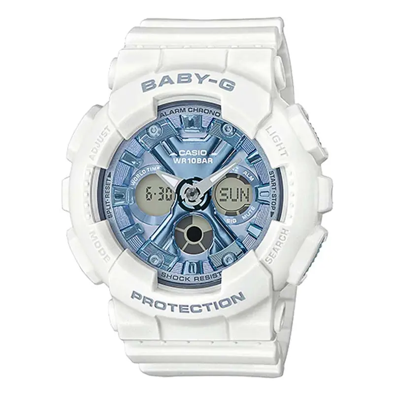 Casio Baby-G Digital-Analogue White Resin Strap Women Watch Ba-130-7A2dr-P 1