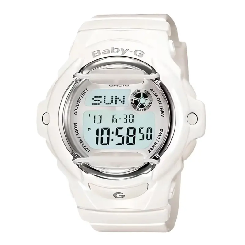 Casio Baby-G Digital White Resin Strap Women Watch Bg-169U-7Adr 1