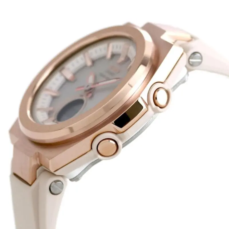 Casio Baby-G Msg-S200g-7Adr Digital Quartz Rose Gold Stainless Steel White Resin Women's Watch 2