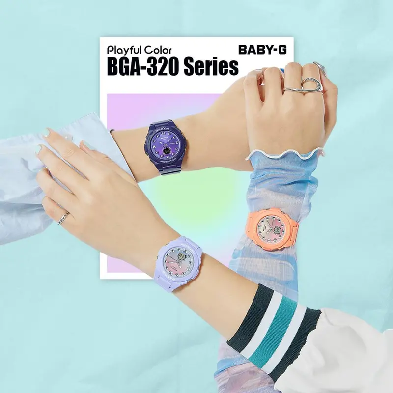 Casio Baby-G Orange Resin Strap Women Watch Bga-320-4A1dr 2