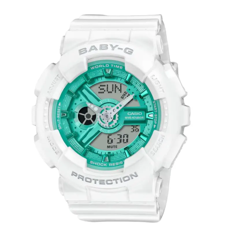 Casio Baby-G White Resin Strap Unisex Watch Ba-110Xws-7Adr-P 1