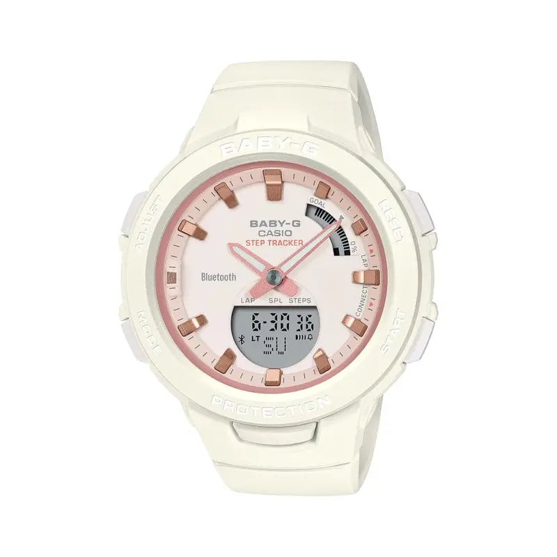 Casio Baby-G White Resin Strap Unisex Watch Bsa-B100cs-7Adr 1