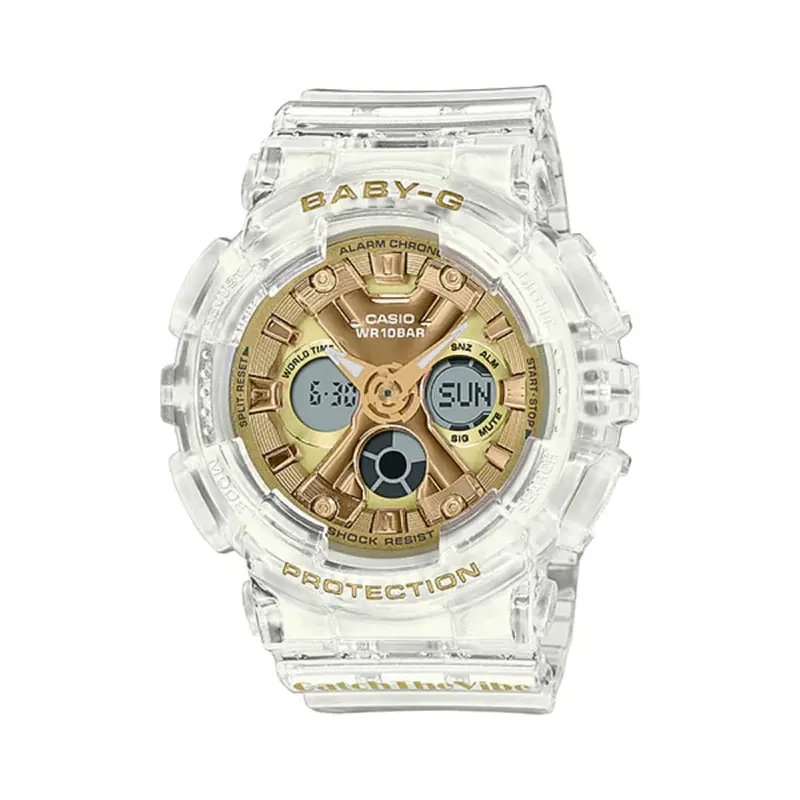 Casio Baby-G White Transparent Resin Strap Women Watch Ba-130Cvg-7Adr-P 1